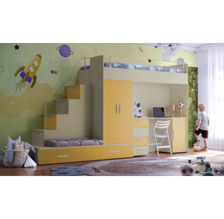 Vyvýšená posteľ PARADISE 5, Kašmír Žltá matná