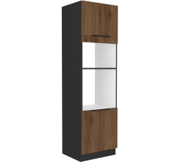 Kuchynská skriňa MONZA - 60 DPM-210 2F, Čierna mat/Orech