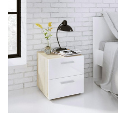 Nočný stolík PEDRO 070, Dub/Biely lesk