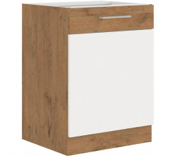 Kuchynská dolná skrinka VEGA 60D1F, Dub lancelot/Biely lesk