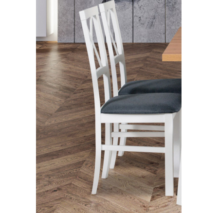 MIA 4 (MILANO 4) - jedálenská stolička biela/ látka tmavosivá č. 8 - kolekcia "DRE" (K150-Z)