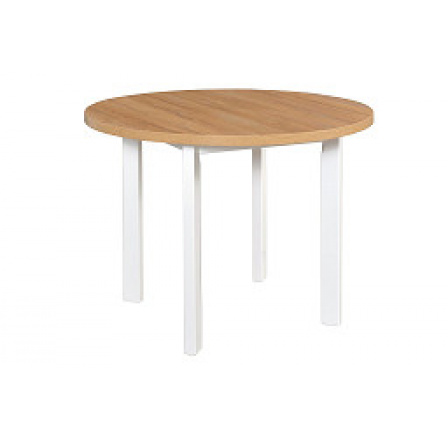PENELOPE 2 ( POLI 2 ) - jedálenský stôl okrúhly laminovaný dub grandson/ nohy + sklo White- kolekcia "DRE" (K150-E)