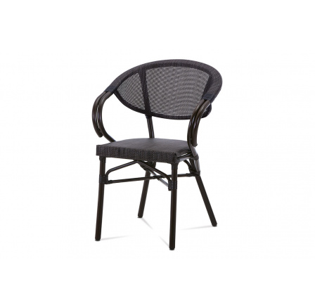 Záhradná stolička, kovová hnedá, textilná čierna