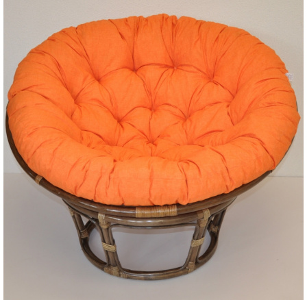 Ratanový papasan 100 cm hnedý vankúš oranžové odlesky