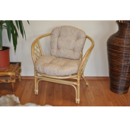 Ratanové kreslo Bahama medový vankúš béžová zvýraznenia Ratanové kreslo Bahama medový vankúš béžová zvýraznenia