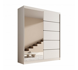 Šatní skriňa s posuvnými dverami a zrkadlom Nico 180 Biela+Biela