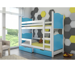 Dvojlôžková poschodová posteľ s matracmi MARABA White+Blue