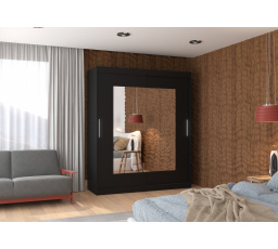 Posuvná skriňa so zrkadlom ROSETTE 180 Čierna+Čierna