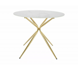 Jedálenský stôl AZALIA, Efekt bieleho mramoru/Zlatá