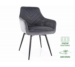Jedálenská stolička otočná SERVIO VELVET, Sivý Bluvel 14/Čierna