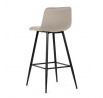 Stolička barová, cappuccino látka, štvornohá kovová podnož, čierny mat