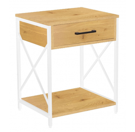 Nočný stolík prírodný dub/biely rám SN7-FX