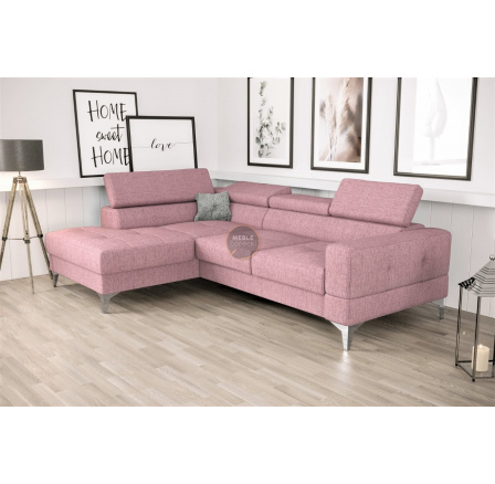 Rohová sedacia súprava TOSCANIA MINI s funkciou spania 170x250 cm - ružová, ľavá