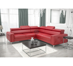 Rohová sedacia súprava ORION I s funkciou spania 255×255 cm prírodná koža - červená koža, ľavá