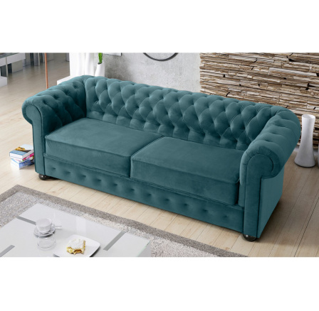 Sofa MANCHESTER III 218 cm - Pohovka bez funkcie spania, tyrkysová