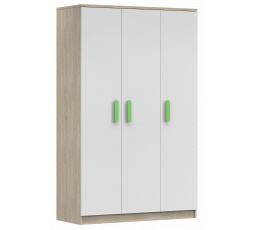 Šatní skriňa 3D SMYK III - 19, Dub Sonoma/Biela/Zelená