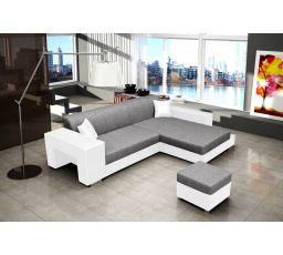 Rohová sedacia súprava Oskar P sv.sivá/biela