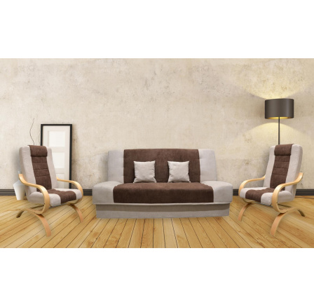 Sedacia súprava Jola 3F+1+1 hnedá/drevo.Buk