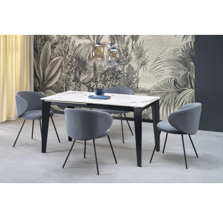 Jedálenský stôl FELIX, efekt bieleho mramoru/čierna