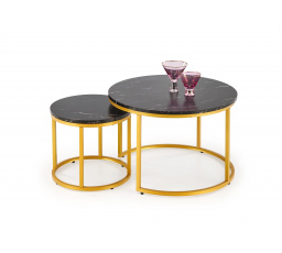 Sada 2 lavíc PAOLA, čierny mramor / zlatá