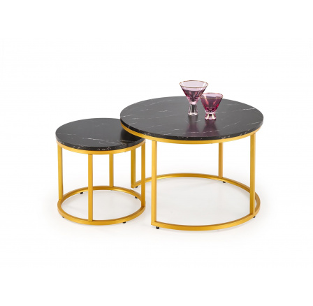 Sada 2 lavíc PAOLA, čierny mramor / zlatá Sada 2 lavíc PAOLA, čierny mramor / zlatá