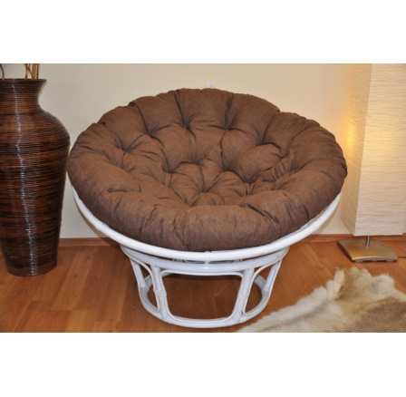 Ratanový papasan 115 cm biely - podložka hnedá Ratanový papasan 115 cm biely - podložka hnedá