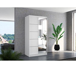 Posuvná skriňa so zrkadlom ORLANDO 100 Biela+Biela