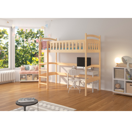 Poschodová posteľ s medziposchodím MIAGO 180x80 Borovica