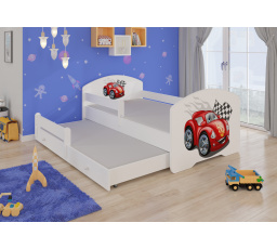 Manželská posteľ so zábranami a matracom PEPE II CAR ZIGZAG 160x80 biela