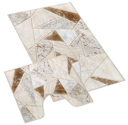 Kúpeľňová sada predložiek 3D 60x100+60x50cm Mramorová dlažba béžová