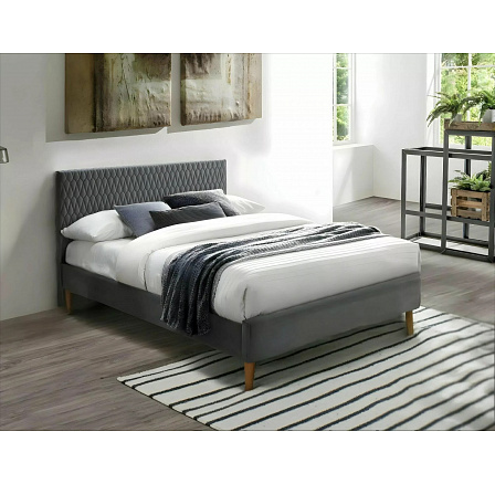 Posteľ AZURRO Velvet, 140x200 cm, sivá Bluvel 14/dub Posteľ AZURRO Velvet, 140x200 cm, sivá Bluvel 14/dub