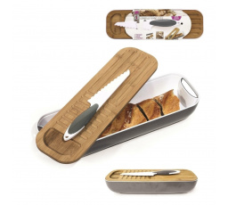 Sada 3v1 doska, nádoba a nôž sivý