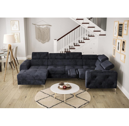 Rohová sedacia súprava ORION MAX III, relax s funkciou spania 165x320x190 cm - modrá, pravá