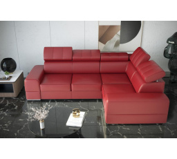 Rohová sedacia súprava ROYAL II 280×210 prírodná koža - červená koža, pravá