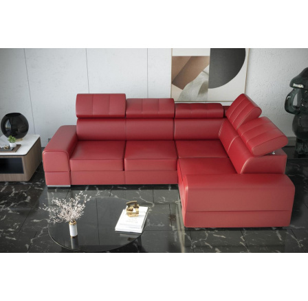 Rohová sedacia súprava ROYAL II 280×210 prírodná koža - červená koža, pravá