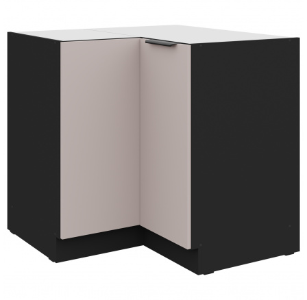 Dolná rohová skrinka ARONA - 90 x 90 DN 2F BB, Čierna mat/Kašmír