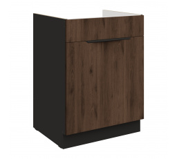 Dolná skrinka MONZA - 60 ZL 1S BB, Čierna mat/Orech