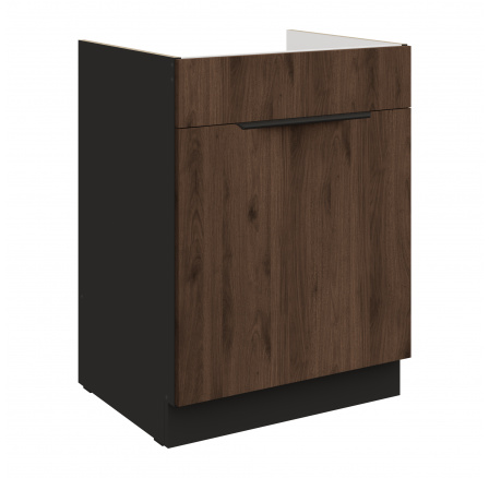 Dolná skrinka MONZA - 60 ZL 1S BB, Čierna mat/Orech