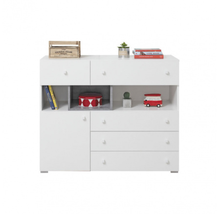 Komoda SIGMA - SI12, biela Lux + betón