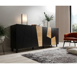 Komoda ETNA čierny mat/ čierny mat/ dub craft