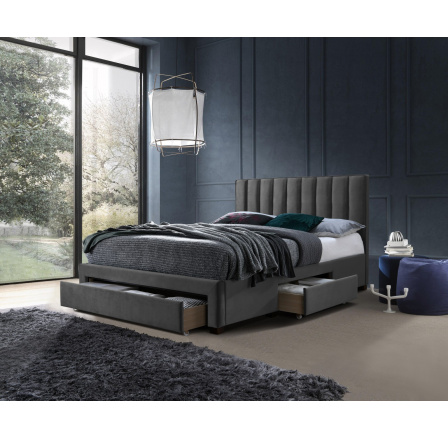 Posteľ s úložným priestorom GRACE 140, Sivý Velvet
