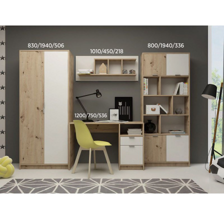 Študentská izba GOMÉZ, dub artisan/biela