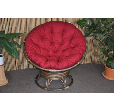 Ratanový papasan hojdací hnedý vankúš bordový