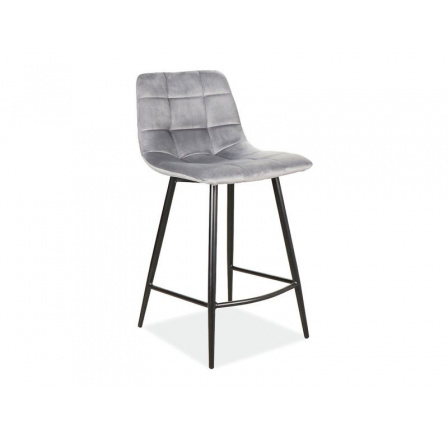 Barová stolička MILA H-2 Velvet, sivá Bluvel 14/čierna matná