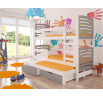 Trojlôžková poschodová posteľ s matracmi SORIA White+Gray