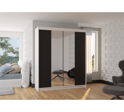 Posuvná skriňa so zrkadlom BALANCE 180 Biela+Čierna