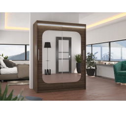 Posuvná skriňa so zrkadlom a LED osvetlením CLEVER 150 Choco+Choco