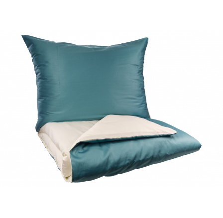 Francúzske obliečky Satén UNI DUO 200x200, 70x90cm petrol/smotanová
