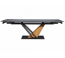 Jedálenský stôl GENESIS 160(220)x90 cm, Efekt čierneho mramoru/Jaseň/Čierny mat