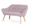 Dvojmiestna pohovka, čalúnená staroružovou látkou, drevené nohy - masívne kaučukové drevo